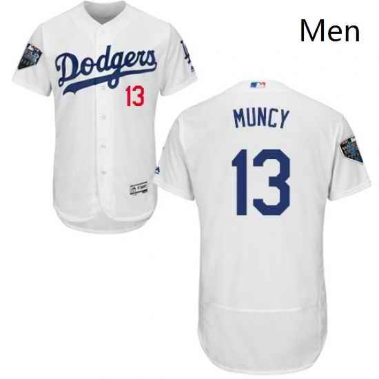 Mens Majestic Los Angeles Dodgers 13 Max Muncy White Home Flex Base Authentic Collection 2018 World Series Jersey